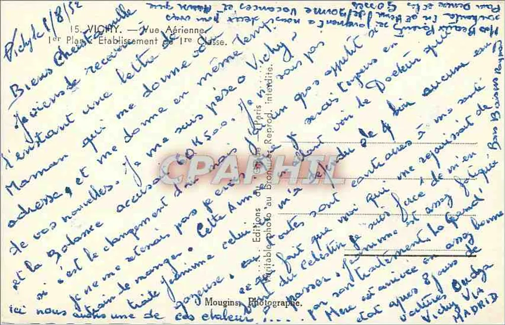 Vichy — Luftbild Erster Plan — Erstklassige Einrichtung — Éditions Mougins Photographe - Rückseite