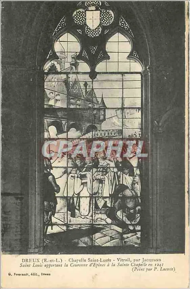 Dreux (E-et-L.) - Kapelle Saint-Louis - Glasfenster von Jacquand (Gemalt von P. Lacoste) - Vorderseite