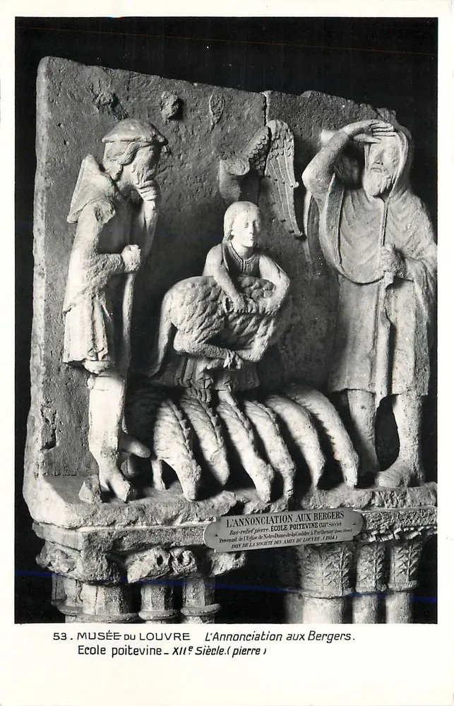 Die Verkündigung den Hirten — Steinrelief aus der Schule von Poitou des 12. Jahrhunderts — Louvre-Museum - Vorderseite