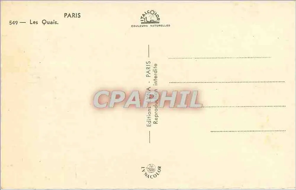 Les Quais — Paris — Edições ITALCOLOR - Verso