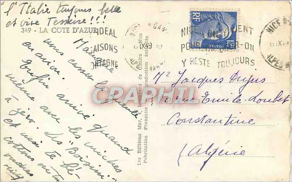 Côte d'Azur — Contre-Jour — 112 — Éd. MZOR - Verso