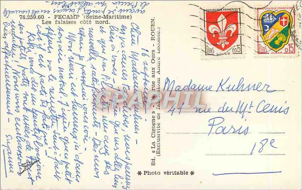 Kliffs von der Nordseite — Der Storch — Verlag « La Cigogne » - Rückseite