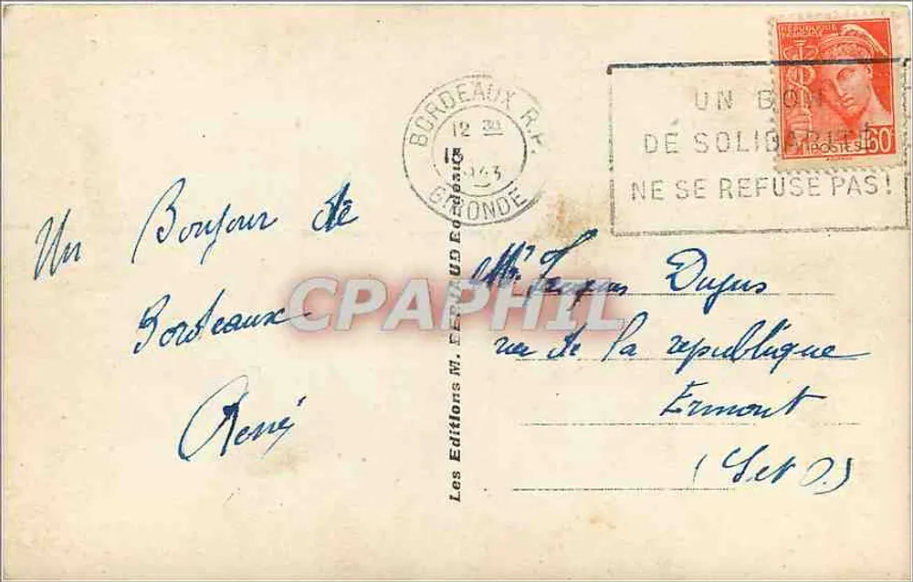 Bordeaux. A Porta do Palácio — Tito - Verso