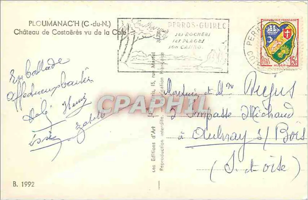 Castelo de Costaëres visto da cale — Ploumanac'h (C.-du-N.) — Edições d'Art Jei Rocher - Verso