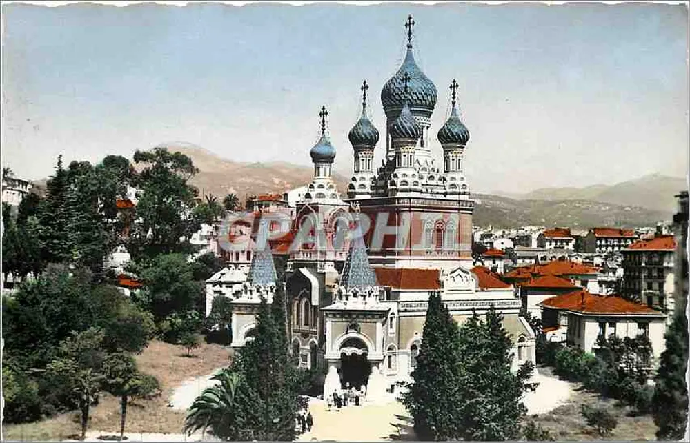 Igreja Russa de Menton — vista panorâmica — Éditions G. M. (NICE, 2001) - Frente