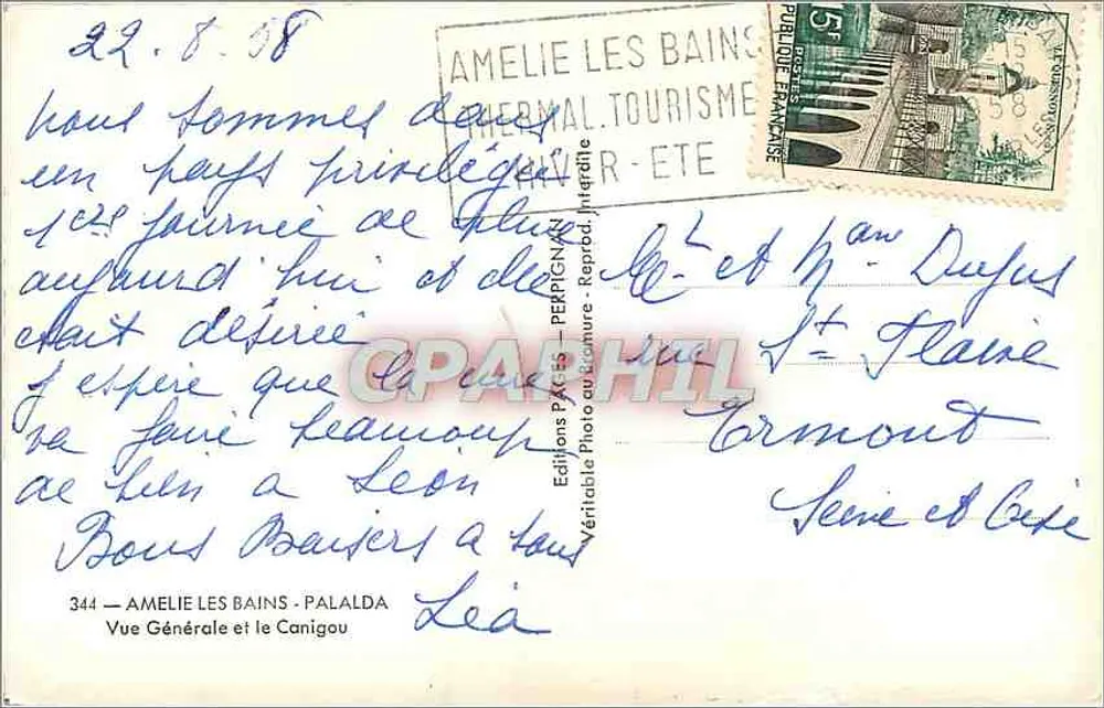 Amélie-les-Bains - Palalda — Allgemeiner Blick und der Canigou — Editions PAP - Rückseite