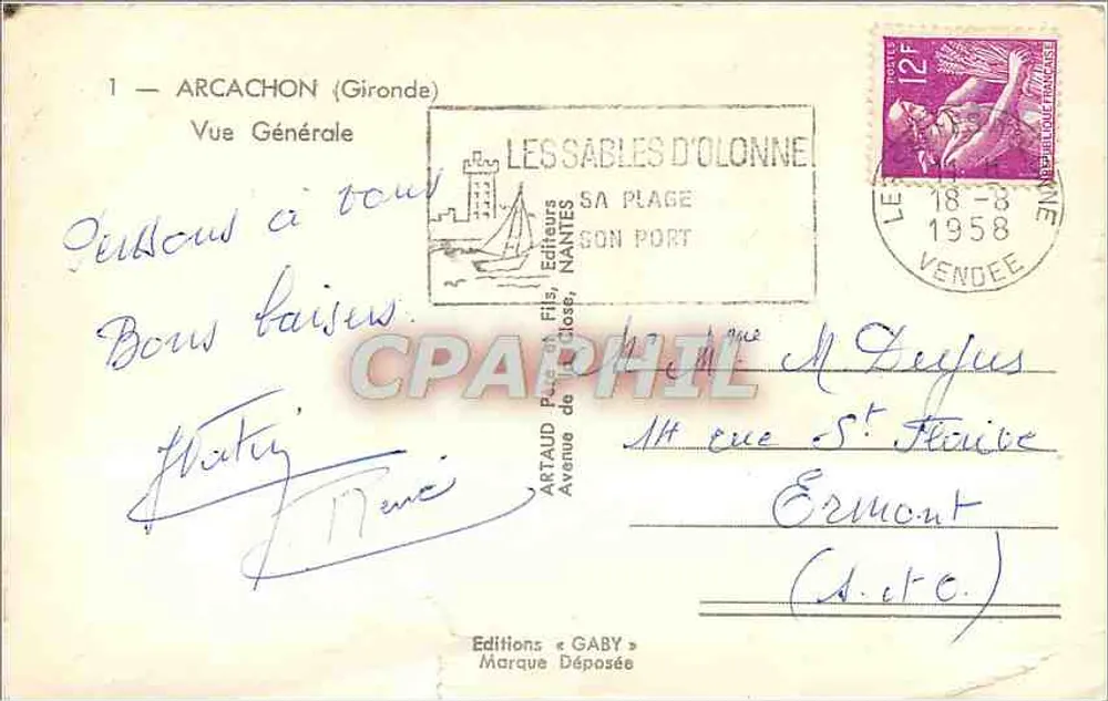 Les Sables-d'Olonne — Vista Geral — Edições Gaby - Verso