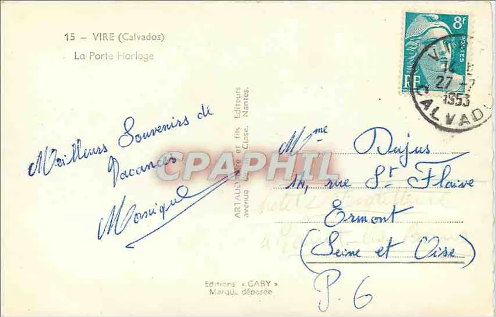 A Porta Relógio — Vire (Calvados) — Edições Caby - Verso