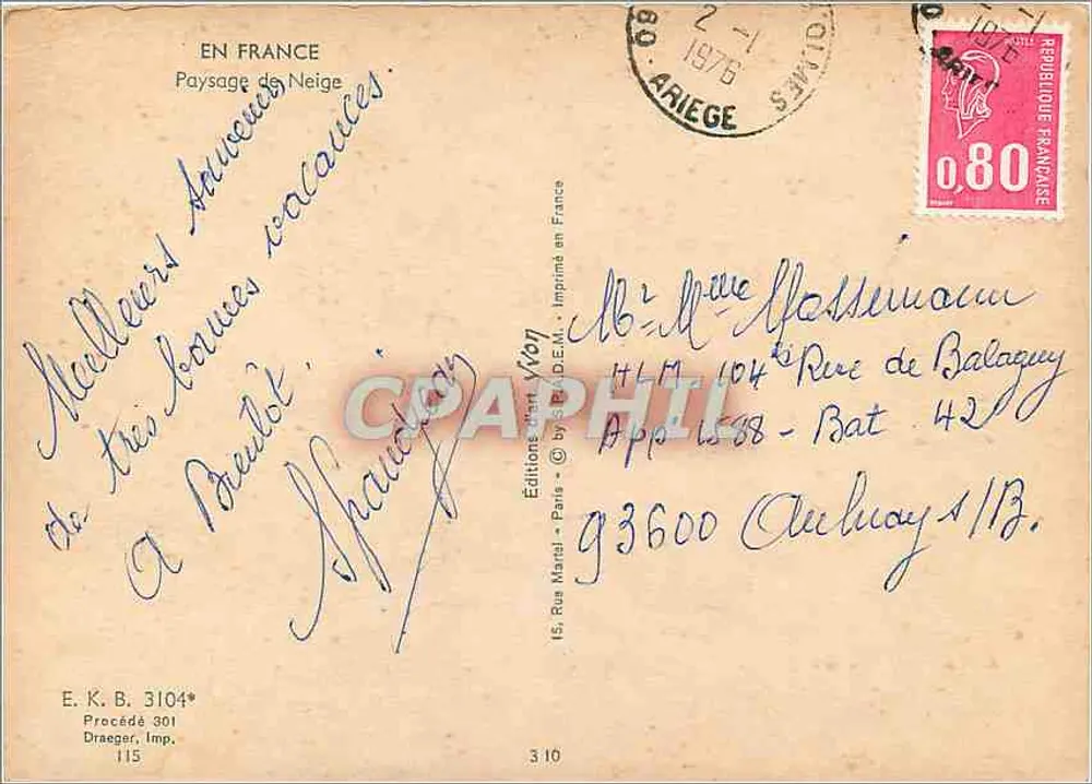 Schneelandschaft — Ariege — Éditions Draeger, Paris - Rückseite