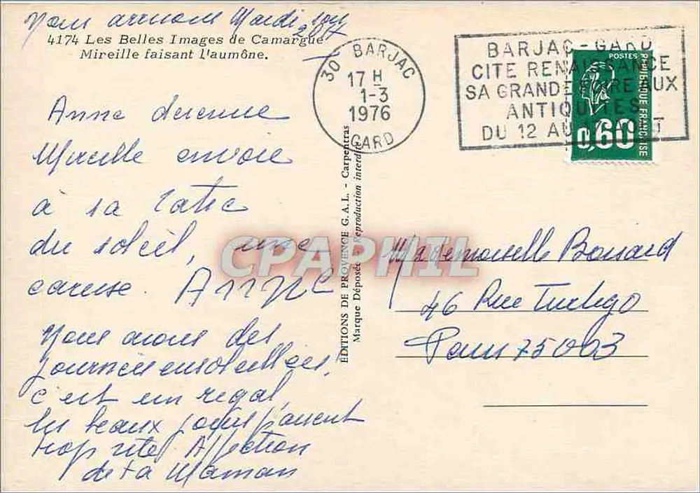 Zwei junge Mädchen in der Camargue — Éditions de Provence G.A.L. n°4174 - Rückseite