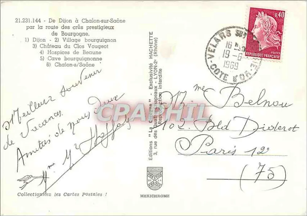 Sobre a Estrada de Dijon — Estrada dos vinhos burgundeses — Edições Diplôme - Verso