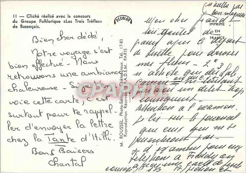 Abend zu Hause — Regionale Geschichten: Der Postbote — Verlag M. ROUSSEL, Châteauroux - Rückseite