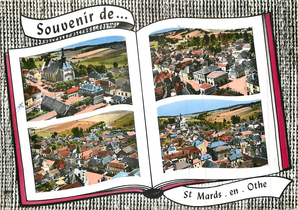 St Mards-en-Othe — vista aérea do vilarejo e de sua igreja — Edição Foto verdadeira ao bromure Reproduzida - Frente