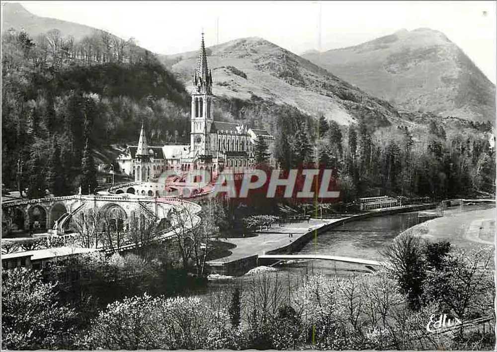 Lourdes — Basilika und der Gave — Verlag Edlu - Vorderseite
