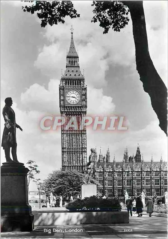 Big Ben, Londyn — widok na Parlament i statuę — seria St. Albans, n° 35325 - Awers