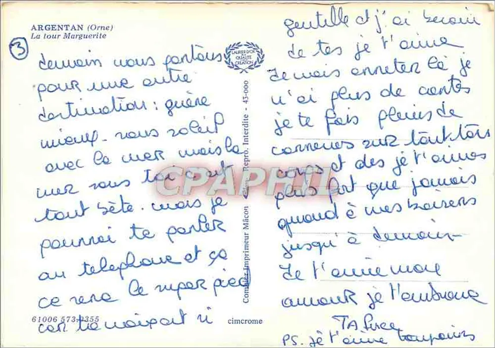 Argentan — Oude toren van het Zebore — Uitgever Mâcon - Achterkant