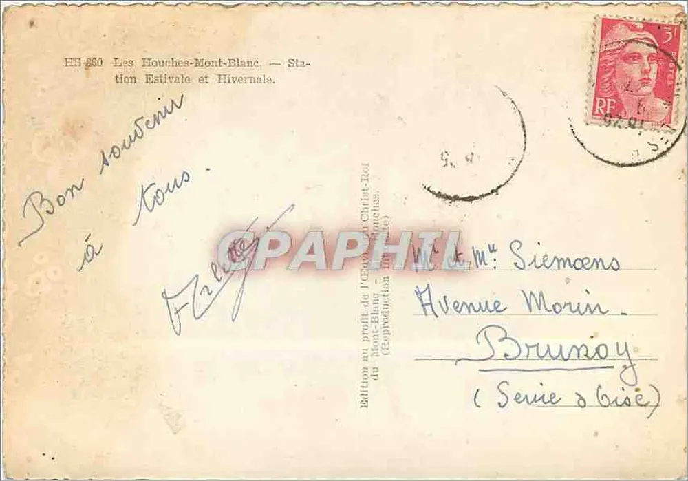 Les Houches-Mont-Blanc — Sommer- und Winterstation — Ausgabe zugunsten des Christ-Roi-Establishments - Rückseite
