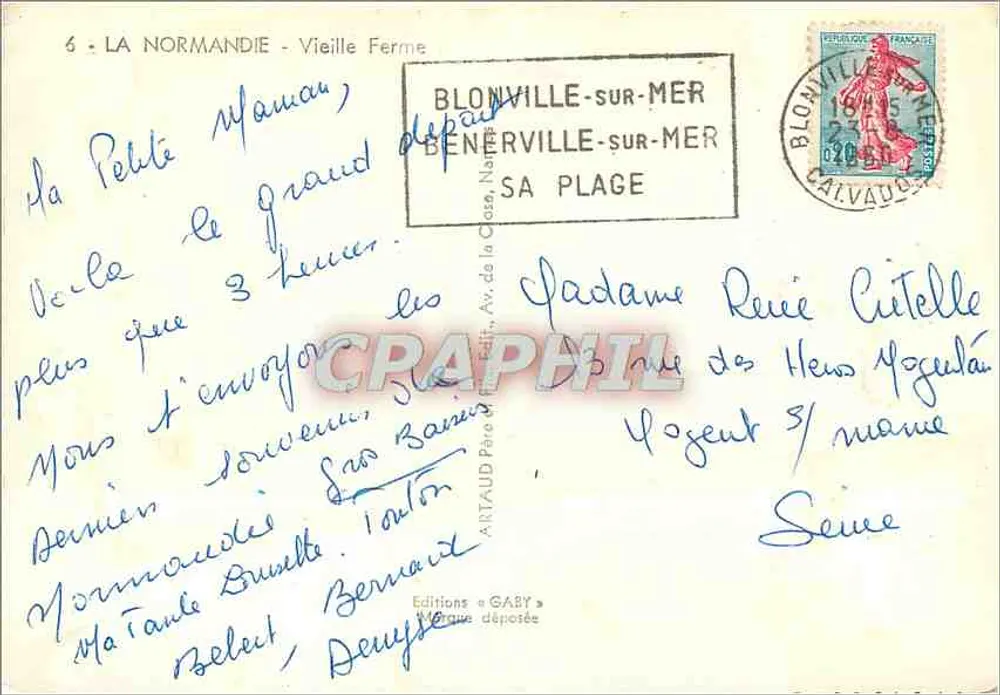 A Normandia - Velha Fazenda — Blonville-sur-Mer, editor Gaby, n°6 - Verso