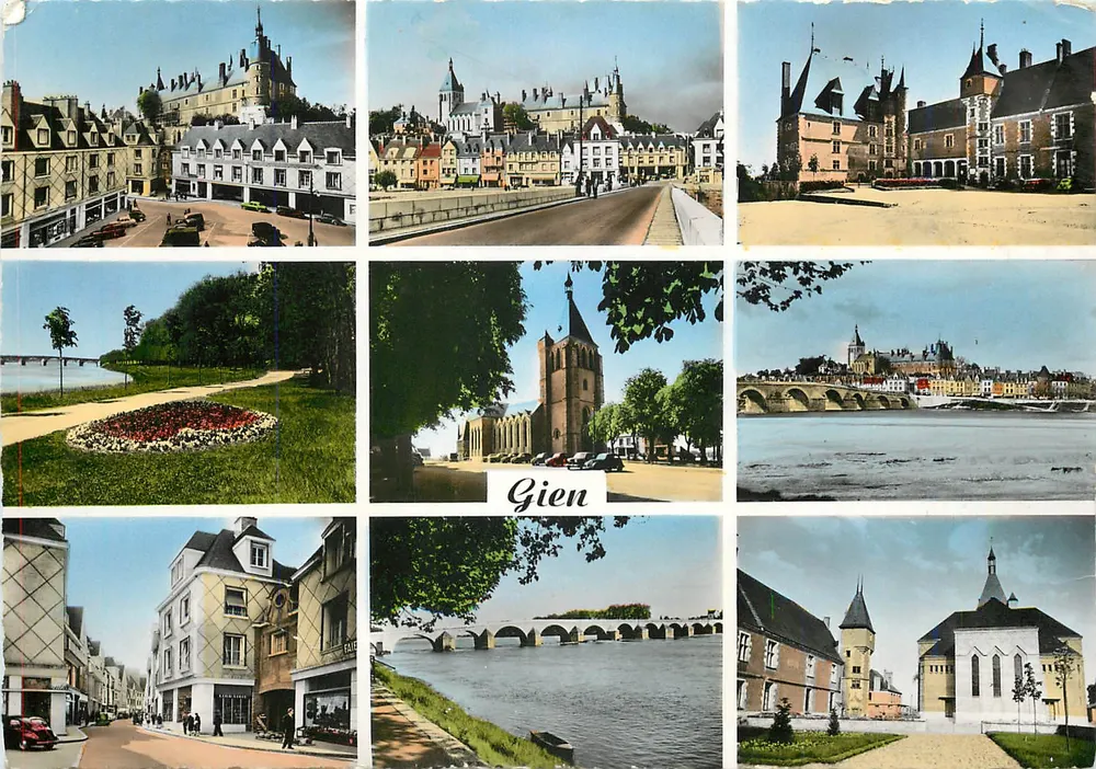 Gien — Panorama und Sehenswürdigkeiten — P.&J. Gelis, Paris - Vorderseite