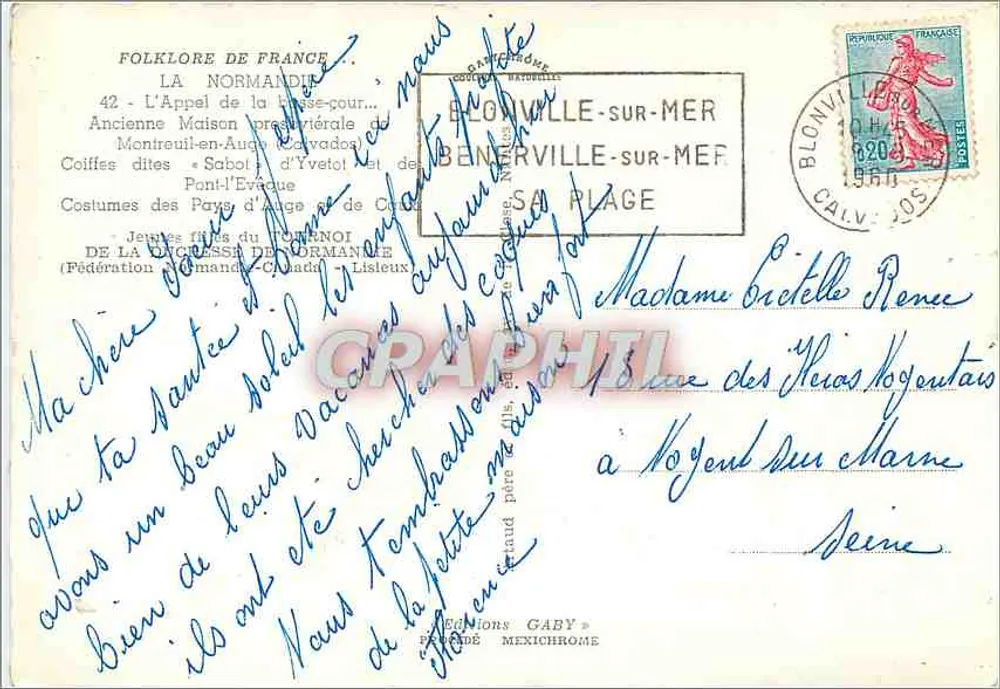 Folklore Frankreich — Normandie — Kopfbedeckungen genannt « Sabot » aus Yvetot und Pont-l'Évèque — Éditions Gaby - Rückseite