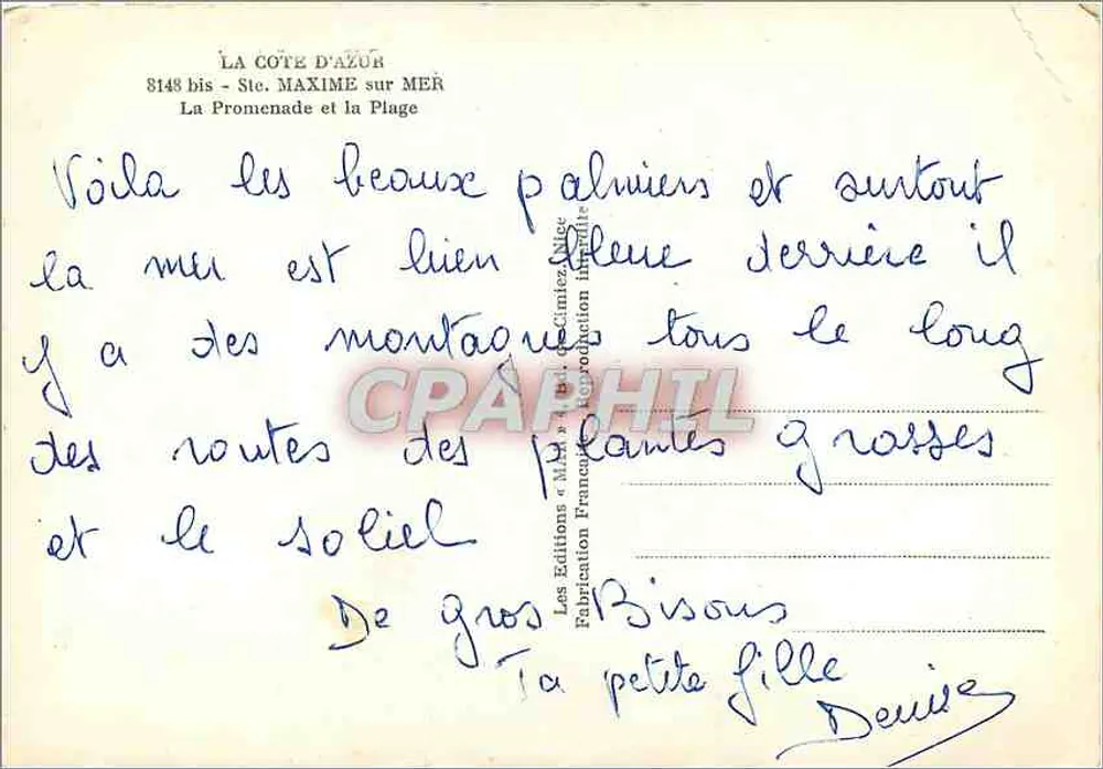 Ste. Maxime sur Mer — Die Promenade und der Strand — Editionen « M.I.A. » - Rückseite