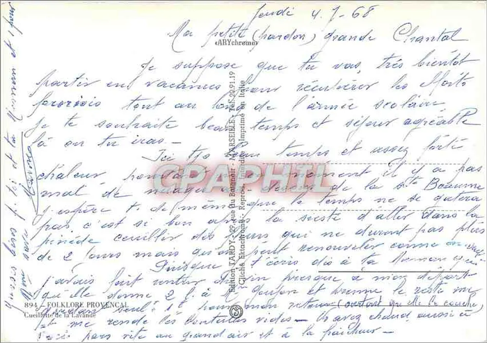 लवेंडर के एकत्रीकरण - प्रोवेंस लोक कला - एडिशन टार्डी, संख्या 894 - पीछे