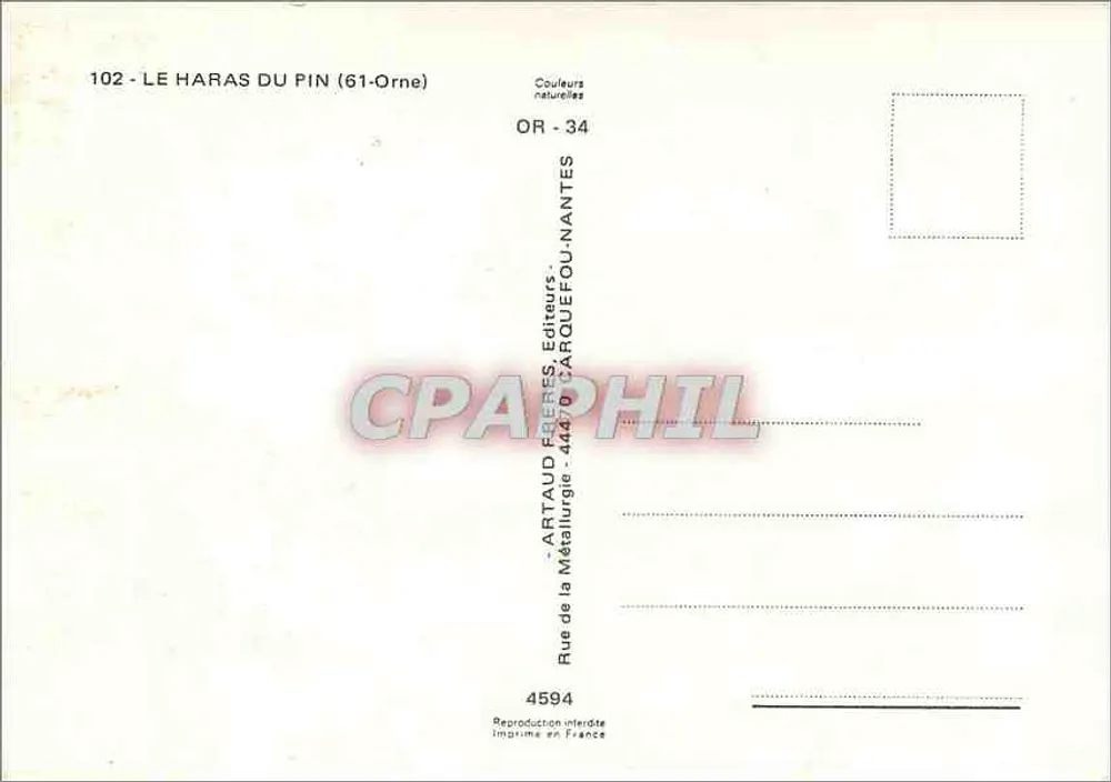 O Haras du Pin — editor Artaud Frères, Nantes — n° 102 - Verso