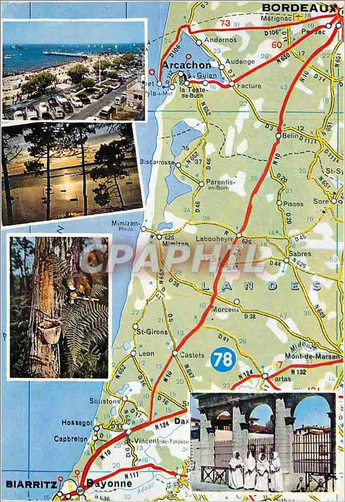 Bassin d'Arcachon e Landes — Carta Michelin N° 78 — Edições Artan & Cie - Frente