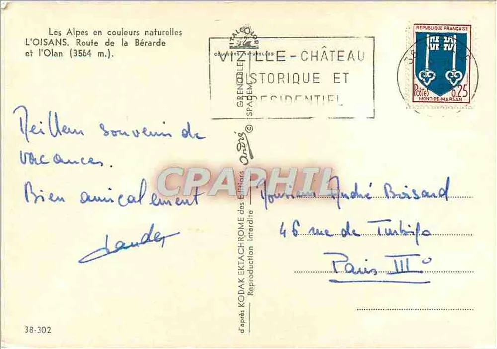 Das Oisans — Route de la Bérarde — n°38-302 - Rückseite