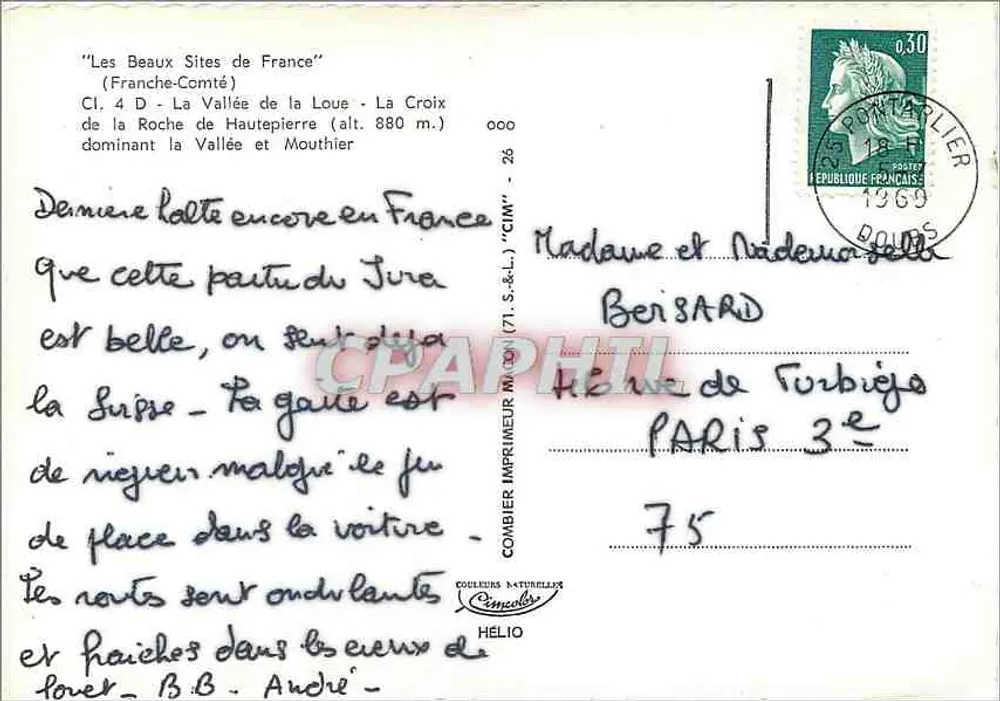 La Croix de la Roche de Haute Pierre — Franche-Comté — Verlag CIMY, Nr. 26 - Rückseite