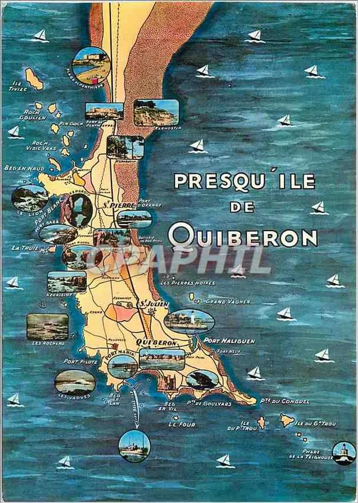 Presqu'île de Quiberon — Karta pocztowa turystyczna — Éditions du Gabier - Awers