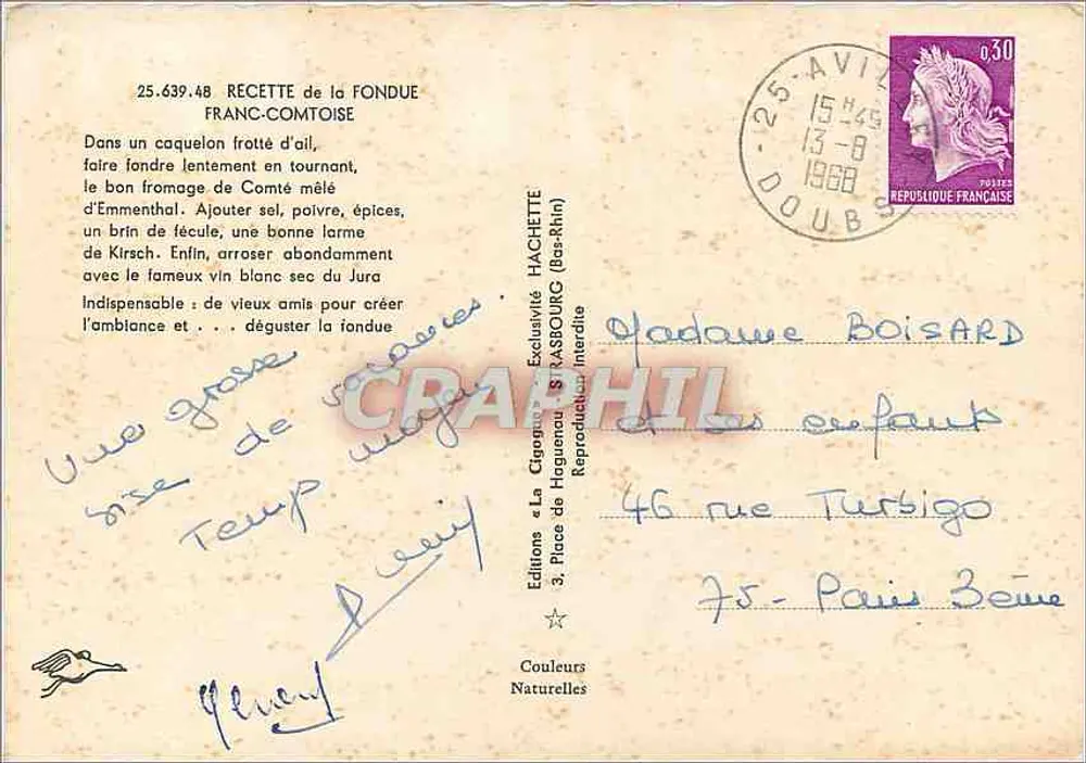 A Fondue Franc-Comtoise — Éditions Hachette, n° 25.639.48 - Verso
