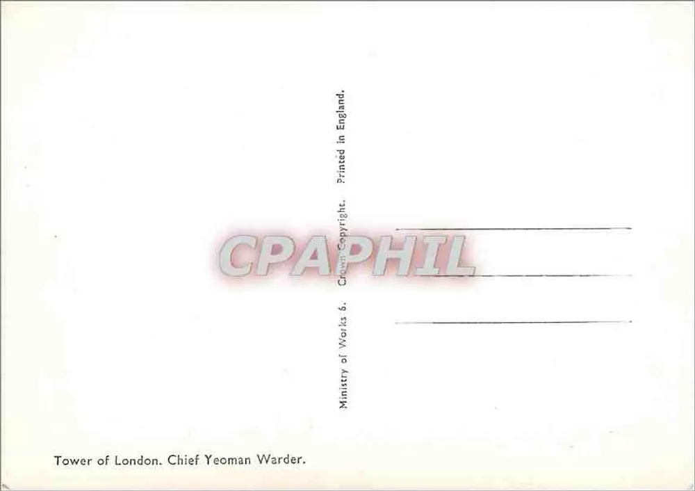 Tower of London — Chief Yeoman Warder — Ministry of Works - Rückseite