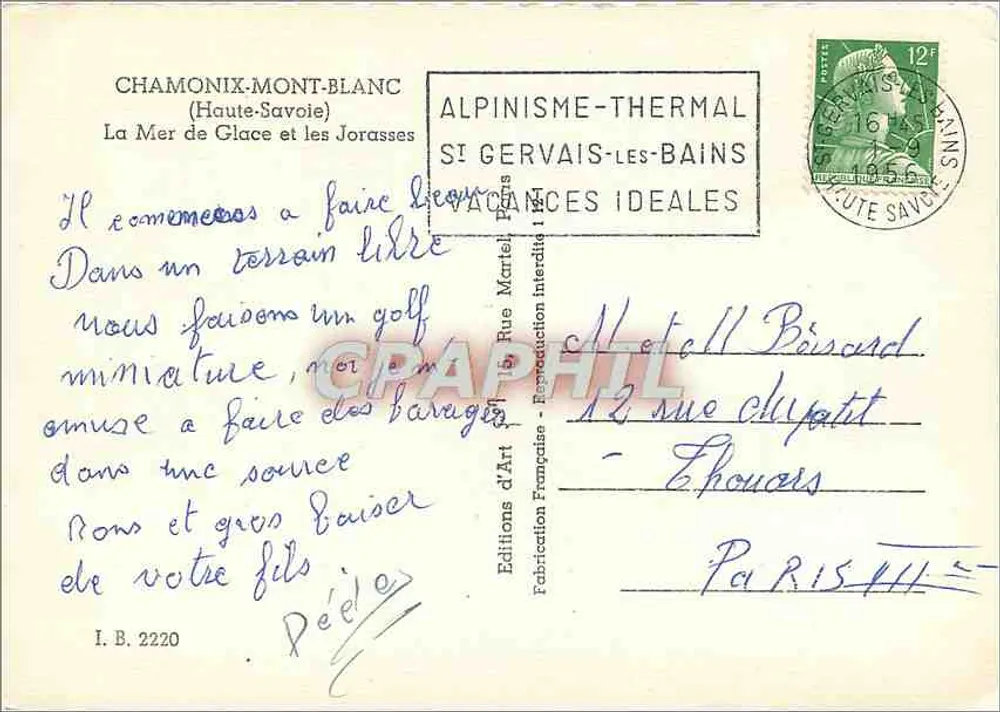Chamonix-Mont-Blanc — Die Mer de Glace und die Jorasses — Éditions d'Art - Rückseite