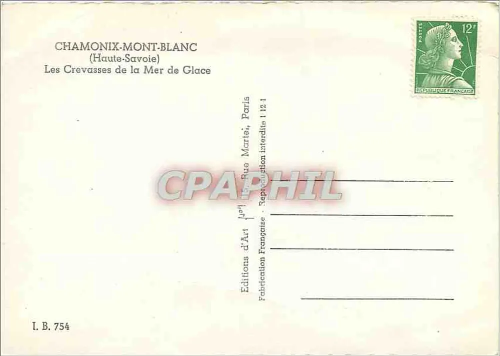 Die Risse der Mer de Glace — Chamonix-Mont-Blanc — Éditions d'Art Marte, Paris - Rückseite
