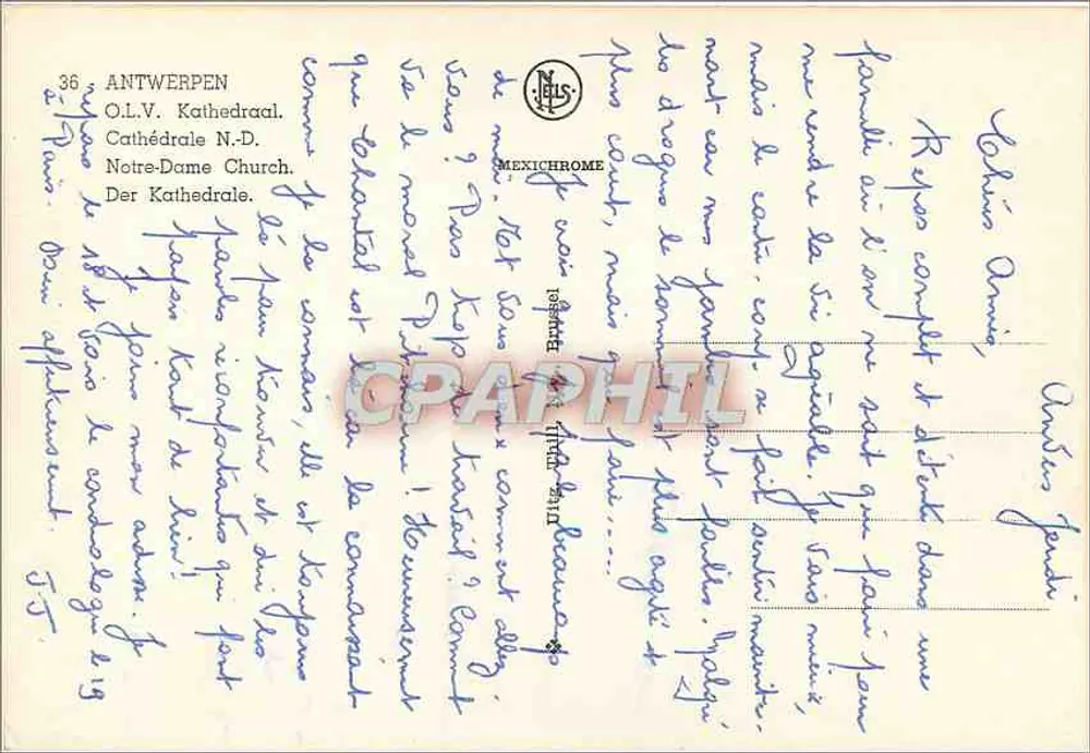 Antwerpen — Catedral de Nossa Senhora — editor N.ELS, n°36 - Verso