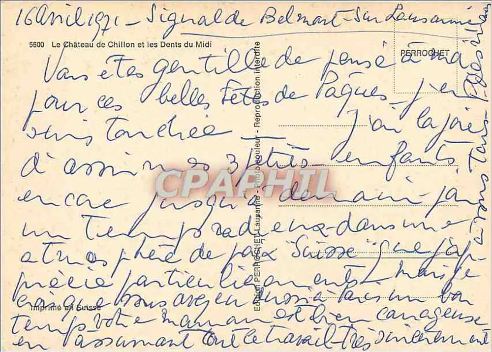 चिलोन के किला - लेमन झील, मध्य दांत के पर्वत - प्रकाशक पेरोके, संख्या 5600 - पीछे