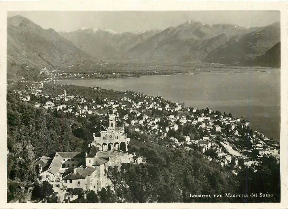 Locarno, z Madonna del Sasso — widok panoramiczny — Wydawnictwo Locarno, n° 7029 - Awers