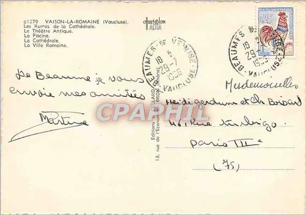 Vaison-la-Romaine — Sehenswürdigkeiten — Editions Gillard de Vaison - Rückseite