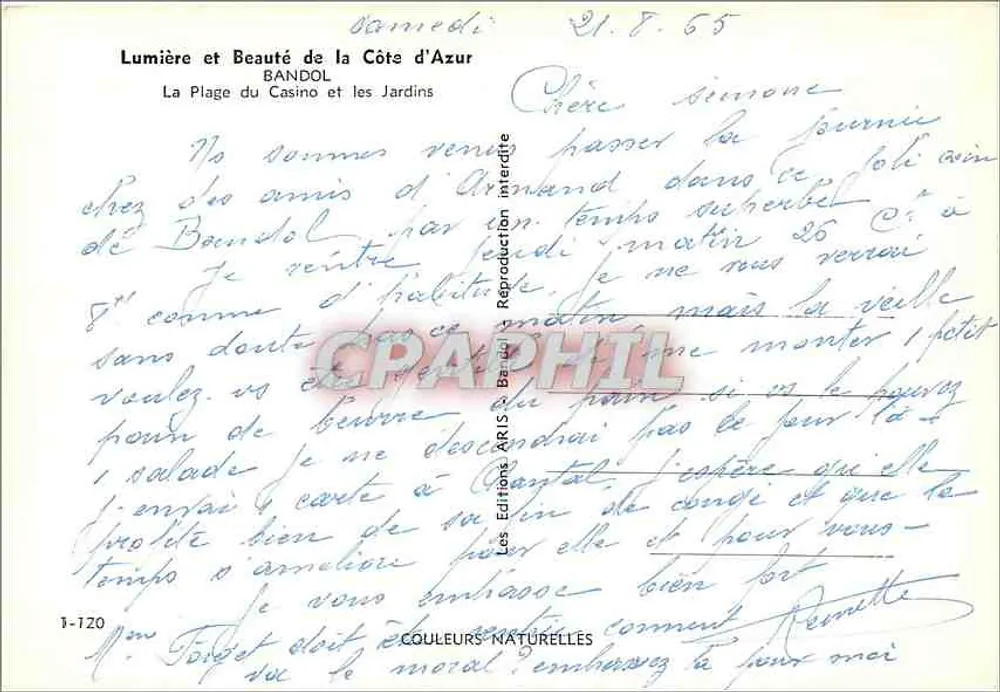 La Plage du Casino et les Jardins — Bandol — Editionen ARIS - Rückseite