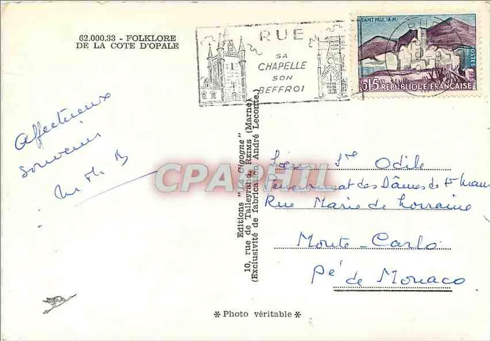 Costa da Opala — Cenas de vida e trajes tradicionais — Edições 'La Chapelle' (Marne) - Verso