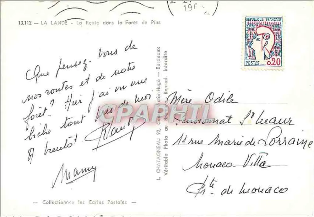 La Lande — A Estrada na Floresta de Pinheiros — L. Chatagnneau, Bordeaux - Verso