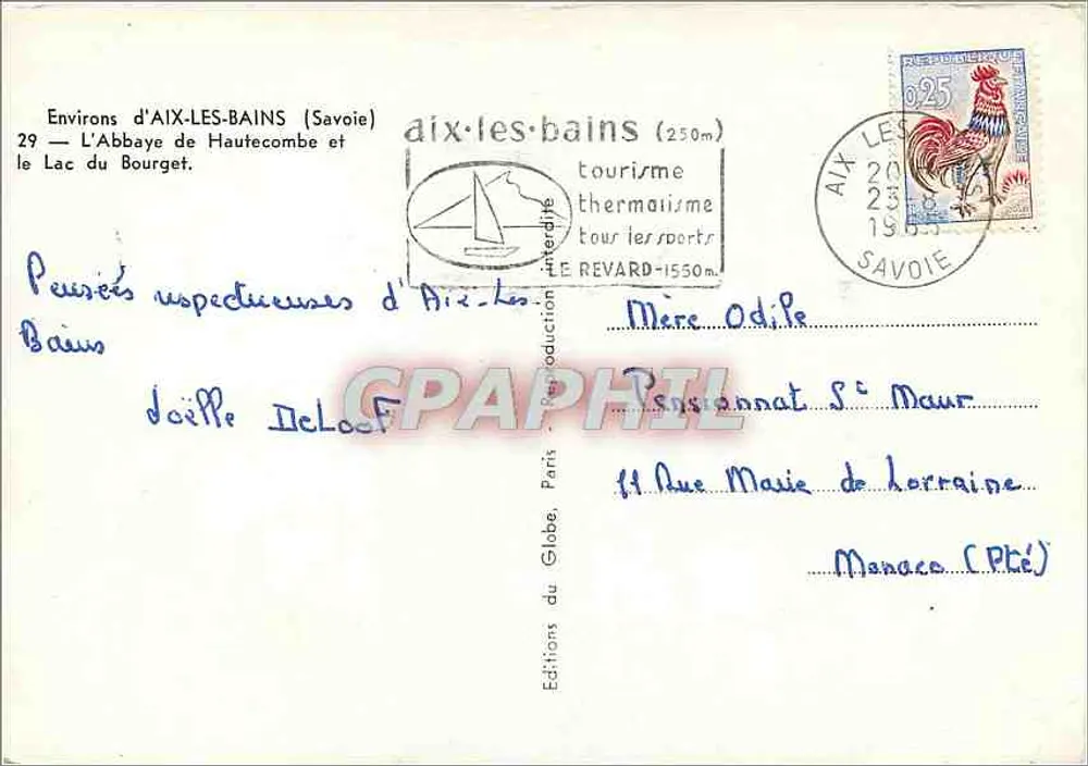 Abbaye de Hautecombe — Lac du Bourget — Editions du Globe, Paris - Rückseite