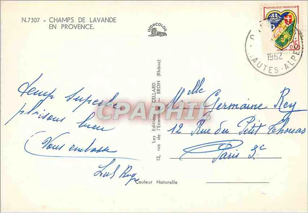 Campos de lavanda na Provência — N.7307 — Éditions Worcolor - Verso