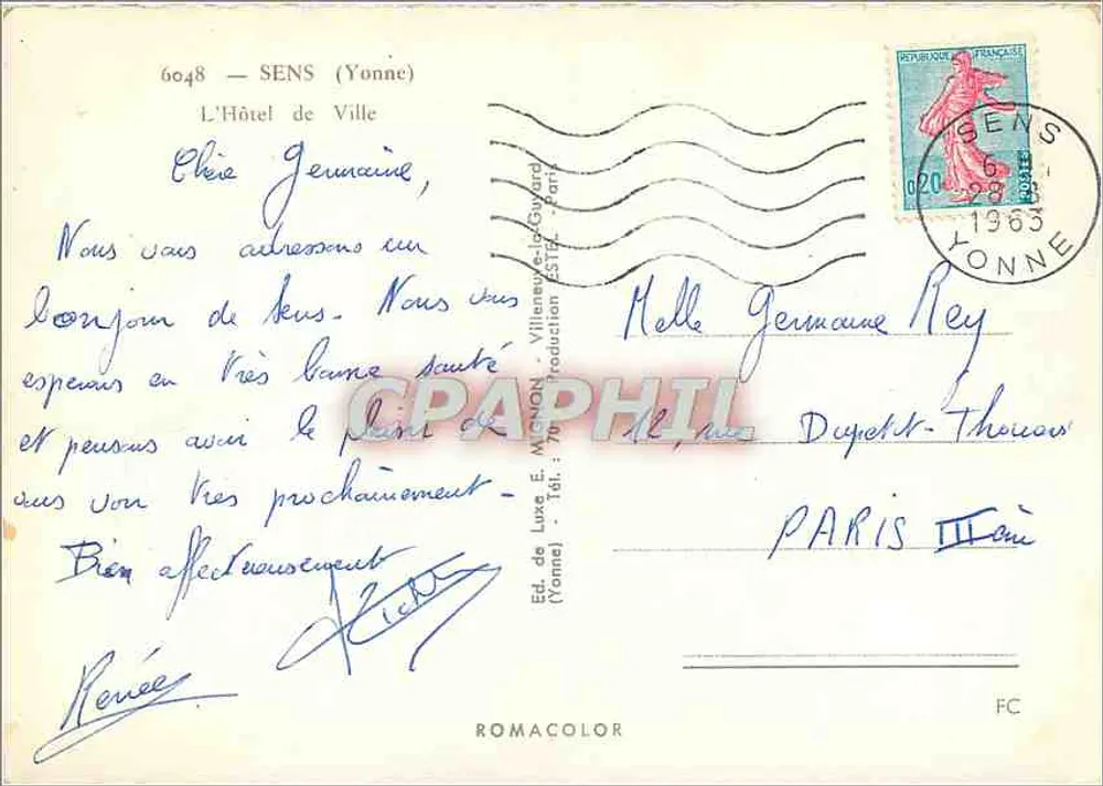 Sens (Yonne) — Hotel de Ville — Wyd. E. Mignon - Rewers
