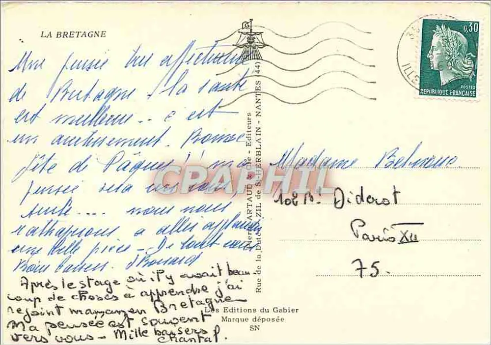 A Bretanha — cartão postal panorâmico com mapa e vistas de locais — Éditions de la Datar de la Datar — n° SN - Verso
