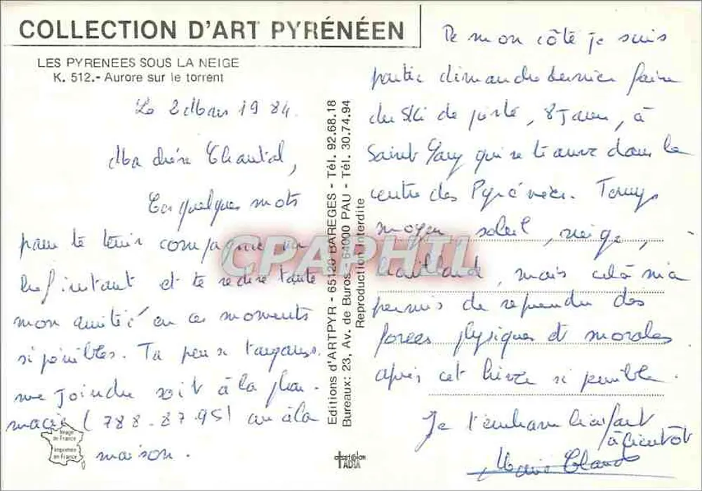 Morgenröte über den Bach — Die Pyrenäen unter Schnee — Éditions d'ART PYRÉNÉEN, n° 512 - Rückseite