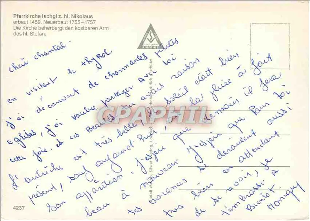 Igreja paroquial de Ischgl — editor Silvrettaphil, n° 4237 - Verso
