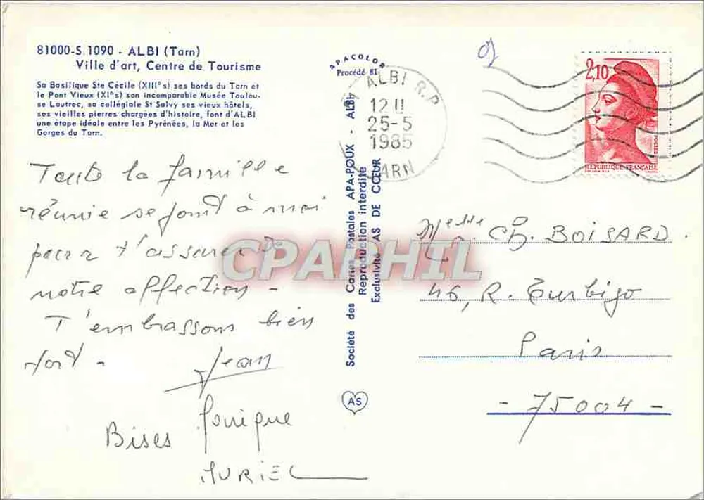 Albi — Jean-François Galaup de La Pérouse — Société des Cartes Postales APA-POUX - Rückseite