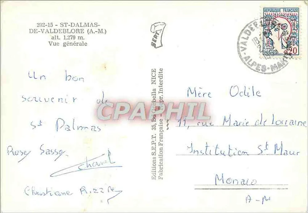 Saint-Dalmas-de-Valdeblore — Vista geral — Edições S.P.T. 25, Ba-Corbella, Nice - Verso